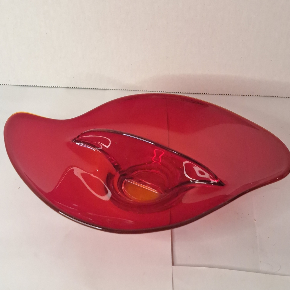 Viking Glass Divided Dish, Epic Ruby, Candy Dish, Relish Dish.
